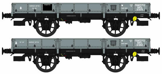 REE Modeles WB-359 - French 2pc Flat Wagon Set OCEM 19 Type A